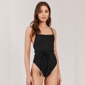 Something Navy Hibiscus One Piece
Black Bathing Suit